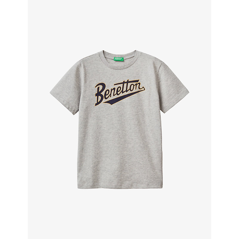 Benetton Boys Grey Kids Logo-print Cotton-jersey T-shirt 6-14 Years