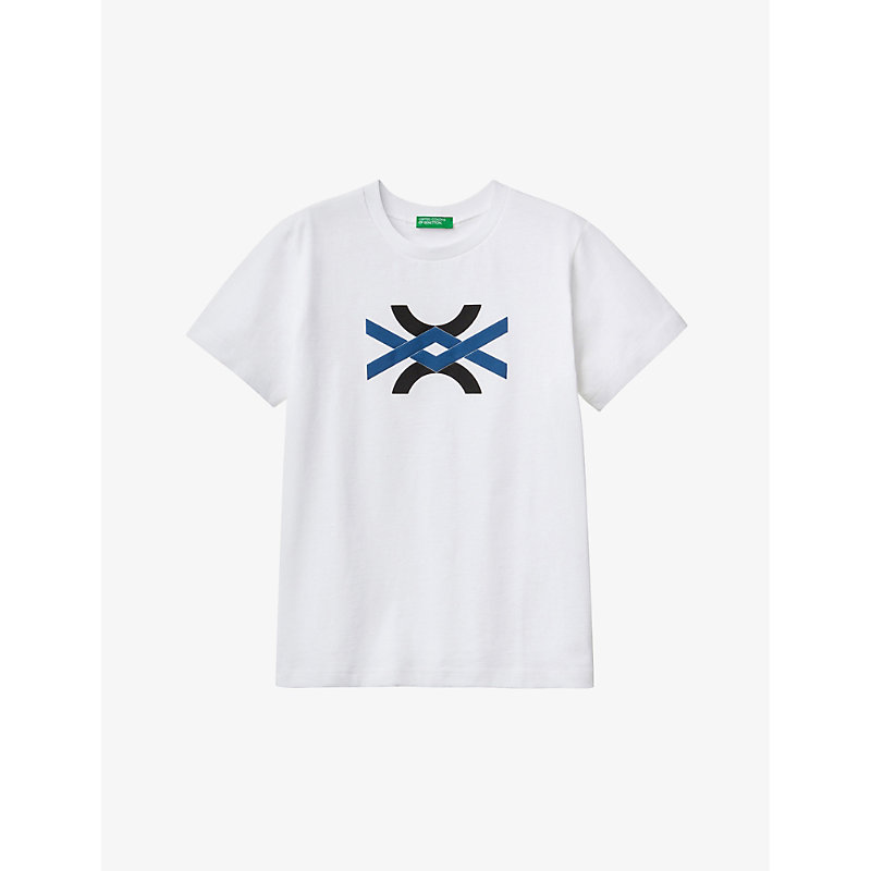 Benetton Kids' Logo-print Short-sleeve Cotton T-shirt 6-14 Years In White