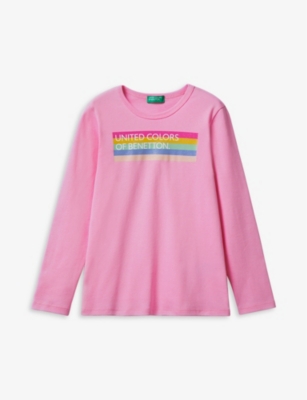 BENETTON: Logo-print long-sleeved organic-cotton T-shirt 6-14 years