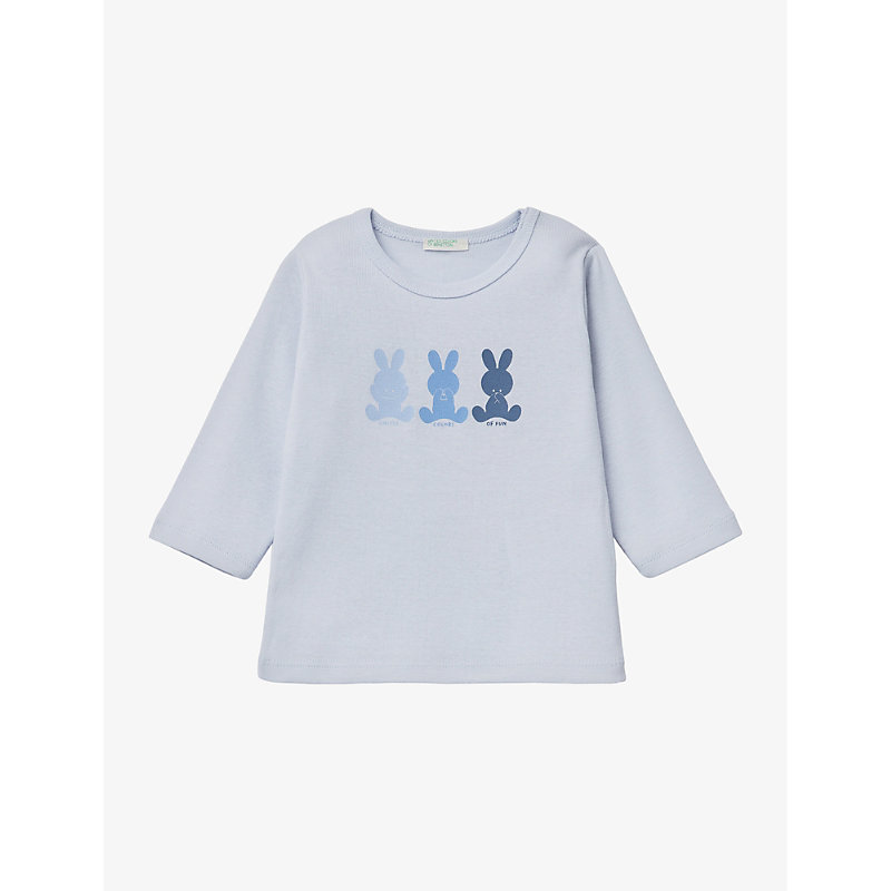 Benetton Babies'  Pale Blue Graphic-print Long-sleeve Cotton T-shirt 1-18 Months