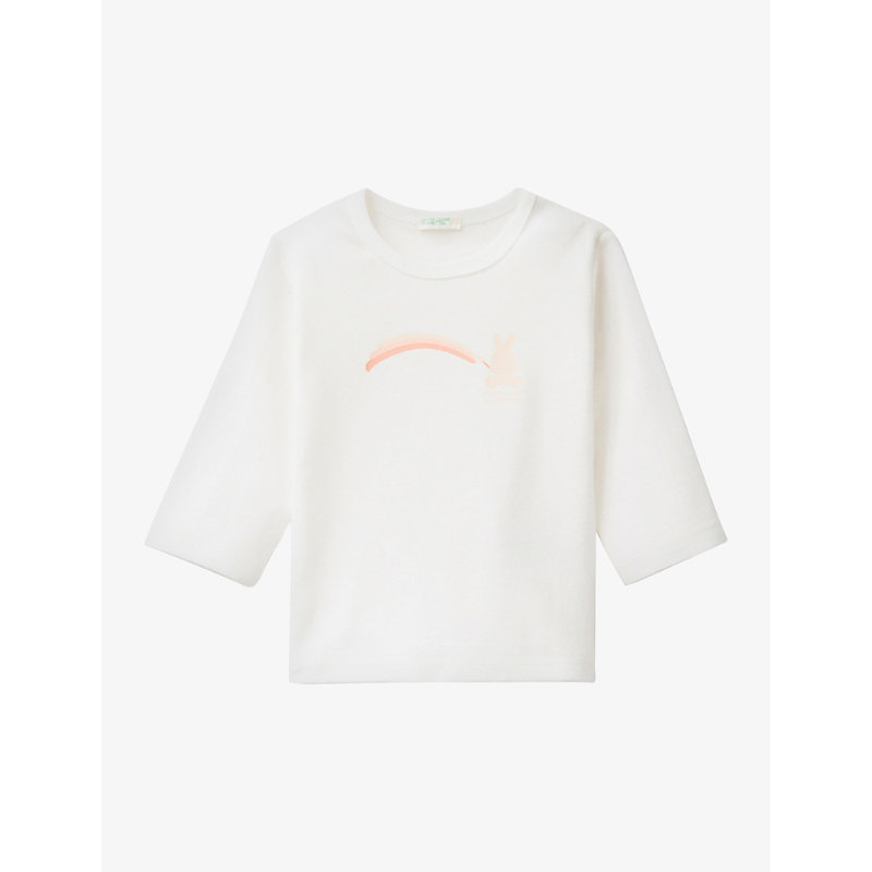 Benetton Babies'  White Graphic-print Long-sleeve Cotton T-shirt 1-18 Months