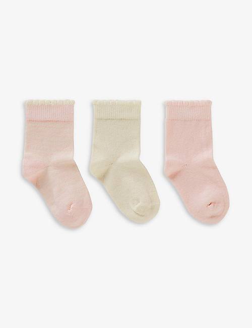 BENETTON: Set of three stretch-cotton blend socks 0-12 months