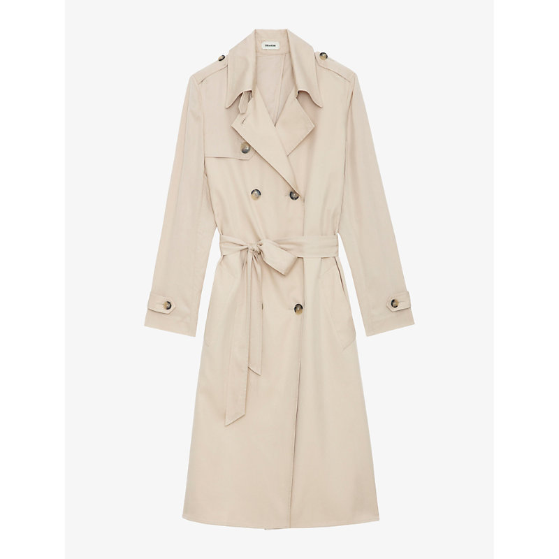 Shop Zadig & Voltaire Zadig&voltaire Women's Scout La Parisien Double-breasted Belted-waist Woven Trench Coat