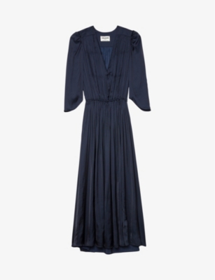 Zadig & Voltaire Ryoko Satin Midi Dress In Encre