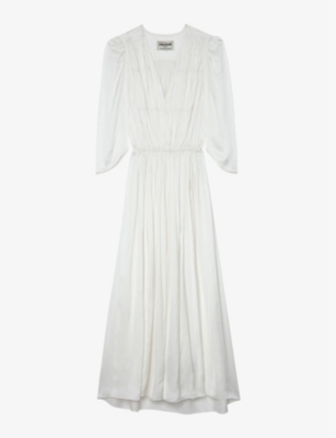 Zadig & Voltaire Ryoko Satin Midi Dress In White