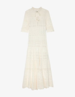 Zadig & Voltaire Memphis Pointelle-knit Maxi Dress In Ecru