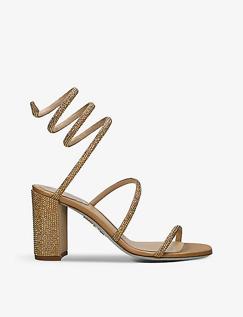 RENE CAOVILLA: Cleo crystal-embellished satin heeled sandals