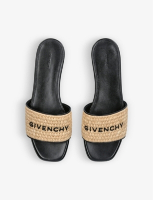 Shop Givenchy Women's Beige Oth 4g Logo-print Raffia Sandals