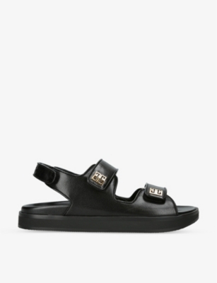 Givenchy Womens Black 4g Logo-embellished Leather Sandals