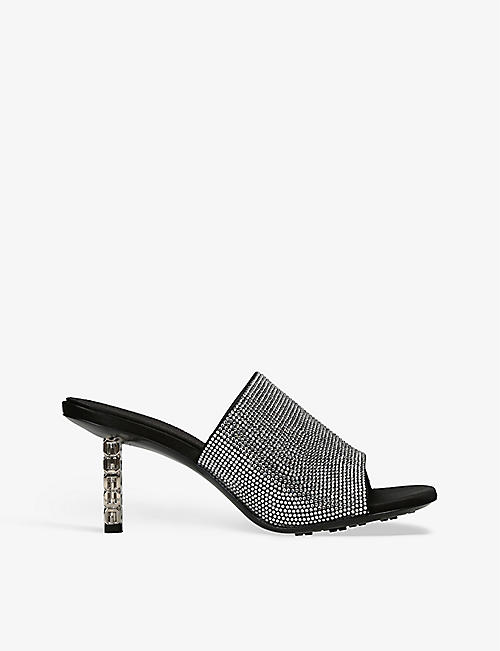 GIVENCHY: G-Cube crystal-embellished woven heeled mules