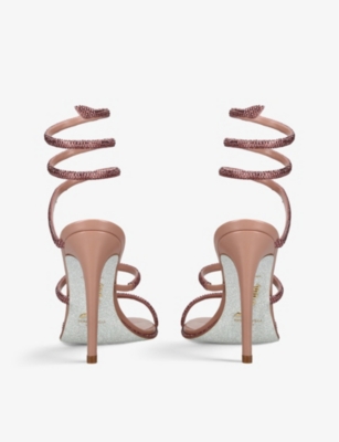 RENE CAOVILLA: Cleo crystal-embellished leather heeled sandals