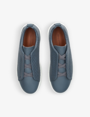 ERMENEGILDO ZEGNA Pelletessuta woven leather low-top trainers