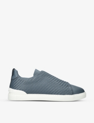 ERMENEGILDO ZEGNA Pelletessuta woven leather low-top trainers