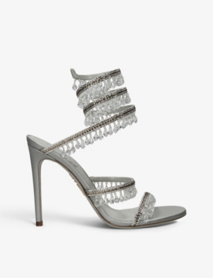RENE CAOVILLA: Chandelier bead-embellished leather heeled sandals
