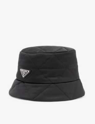 PRADA PRADA MEN'S NERO BRAND-PLAQUE QUILTED RECYCLED-POLYAMIDE BUCKET HAT,66964163