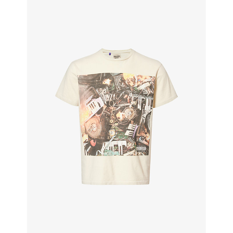 Gallery Dept. Gallery Dept Mens White Misery Graphic-print Cotton-jersey T-shirt