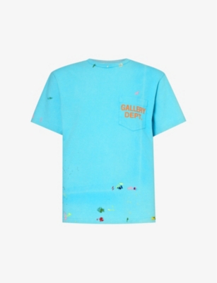 Gallery Dept. Gallery Dept Mens Turquoise Vintage Paint Ribbed-trim Cotton-jersey T-shirt In Turquoise