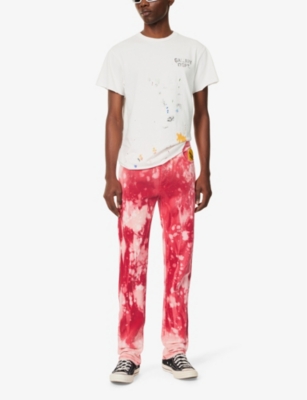 Shop Gallery Dept. Gallery Dept Men's Red Tie Dye Biscayne Acid-wash Straight-leg Regular-fit Jeans
