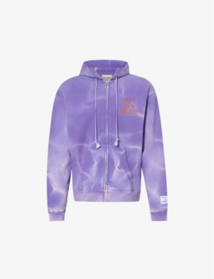 Gallery Dept. Gallery Dept Mens Purple Brand-print Tie-dye Relaxed-fit Cotton-jersey Hoody