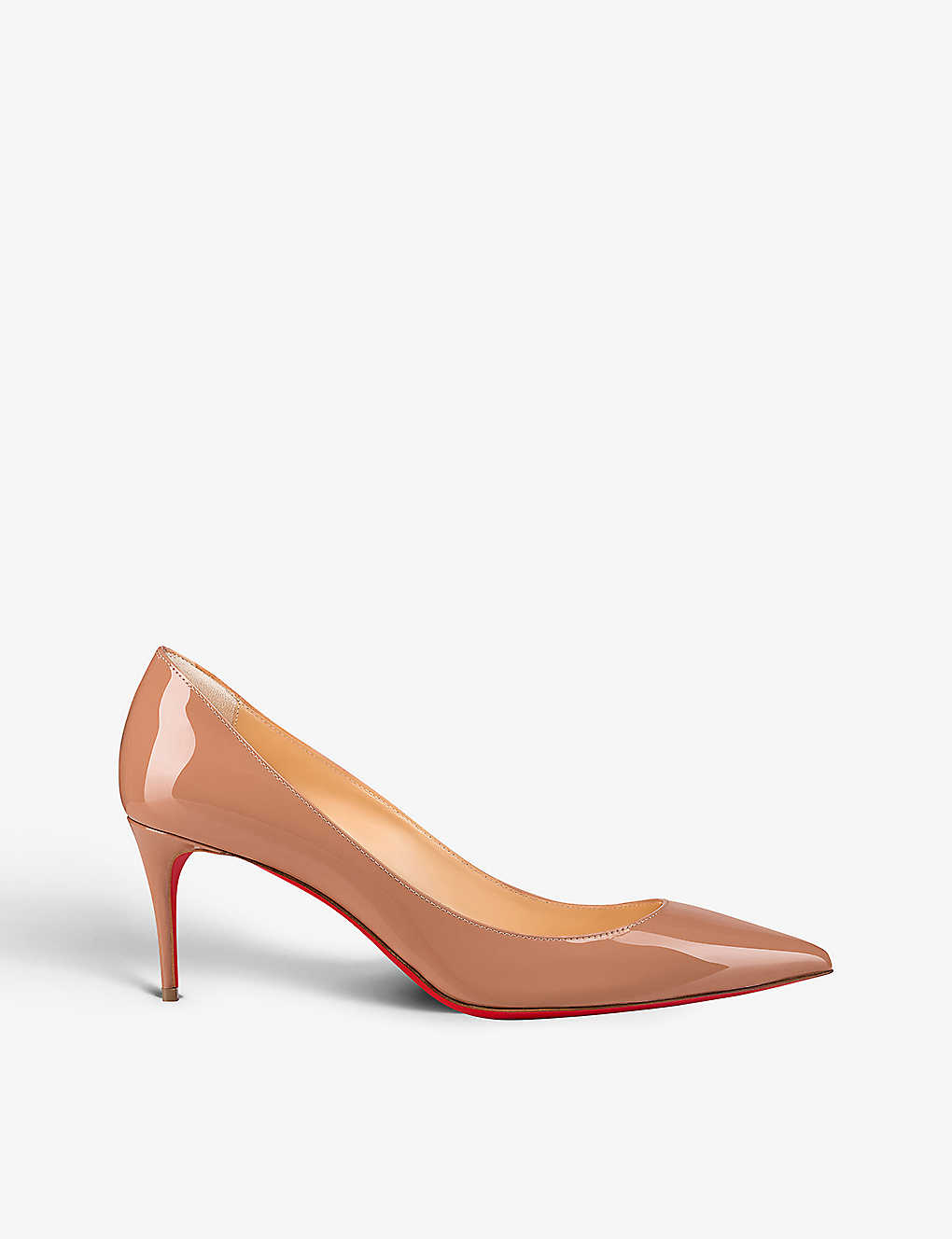 Shop Christian Louboutin Kate 70 Pointed-toe Patent Leather Courts In Nude (lingerie)