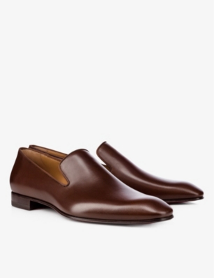 Shop Christian Louboutin Men's Havane Dandelion Leather Loafers