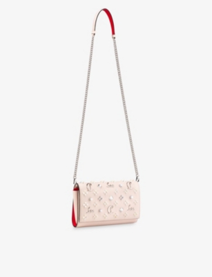 Shop Christian Louboutin Paloma Leather Clutch Bag In Leche