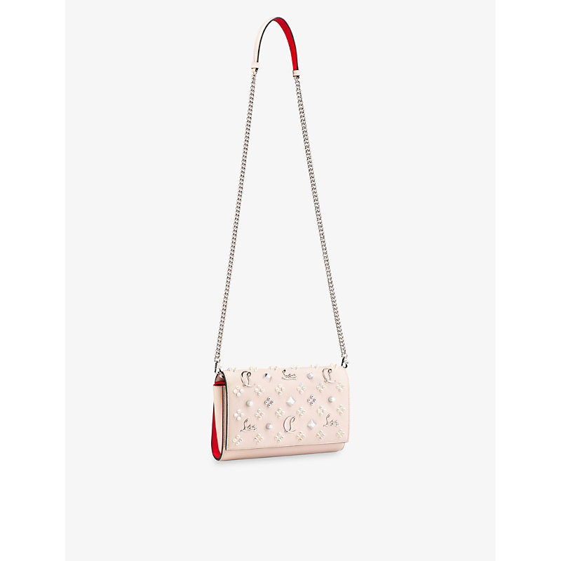 Shop Christian Louboutin Paloma Leather Clutch Bag In Leche