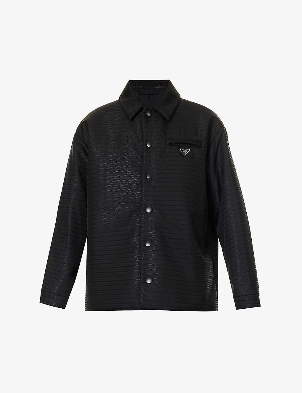 Black Re-nylon Shirt With Logo In Nero