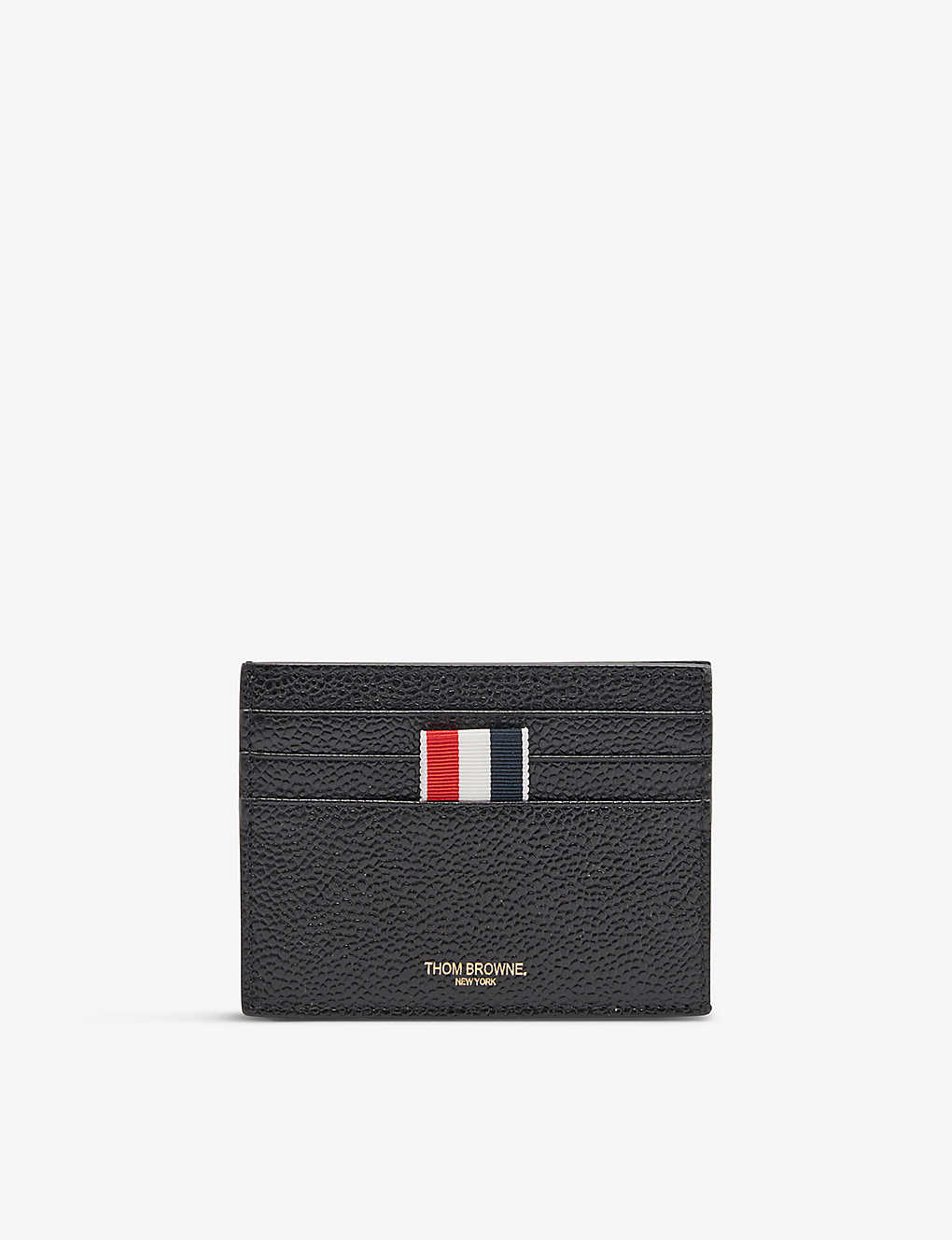 Thom Browne Mens Black Grosgrain-tab Foil-branded Leather Card Holder