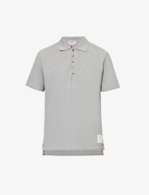 THOM BROWNE: Striped-trim relaxed-fit cotton-jersey polo shirt