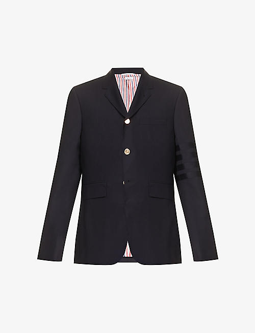 THOM BROWNE: Notched-lapel brand-motif regular-fit wool jacket
