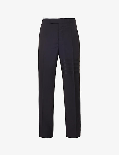THOM BROWNE: Brand-embellished slip-pocket straight-leg regular-fit wool trousers