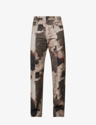 Kusikohc Brown Burn Trousers In Burn Print