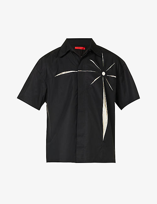KUSIKOHC: Origami double-layered laser-cut boxy-fit cotton shirt