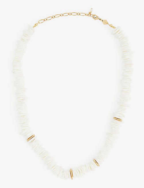 ANNI LU: Al Puka 18ct yellow gold-plated brass and glass necklace