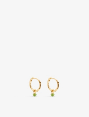 Enamel Copenhagen Belle 18ct Gold-plated 925 Sterling-silver Hoop Earrings In Green