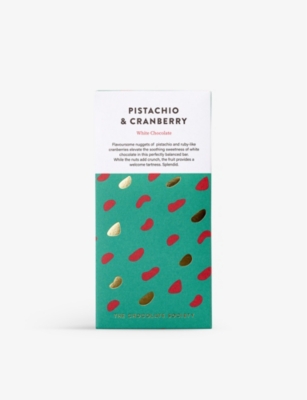 THE CHOCOLATE SOCIETY: Pistachio and cranberry white chocolate bar 80g