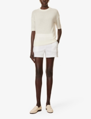 Shop Theory Short-sleeved Relaxed-fit Cashmere Jumper In Ivory