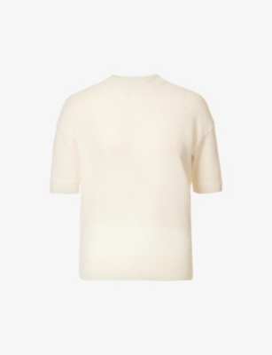 Shop Theory Short-sleeved Relaxed-fit Cashmere Jumper In Ivory