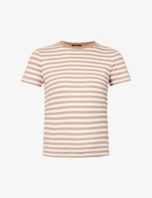 Theory Womens Saddle Multi Tiny Tee Striped Cotton-jersey T-shirt