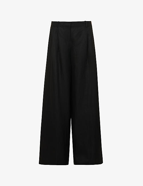 THEORY: Wide-leg low-rise linen trousers