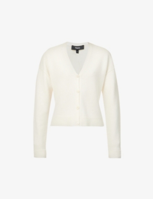 Theory Preen V-neck Merino Cardigan In Ivory