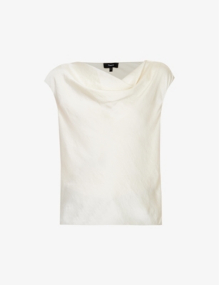 Theory Regal Scoop-neck Wool-blend Top In Rice