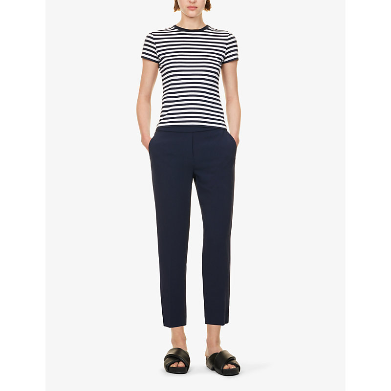 Shop Theory Treeca Tapered Mid-rise Woven Trousers In Nocturne Navy