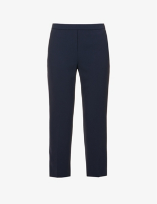 Theory Womens Nocturne Navy Treeca Tapered Mid-rise Woven Trousers
