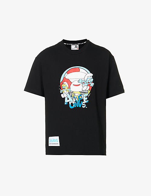 AAPE: AAPE x The Smurfs graphic-print cotton-jersey T-shirt