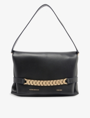 Victoria Beckham Black Chain-embellished Leather Pouch