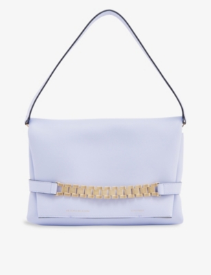 VICTORIA BECKHAM VICTORIA BECKHAM LILAC CHAIN-EMBELLISHED LEATHER POUCH,66981092