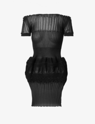 ISSEY MIYAKE: Assemblage pleated knitted mini dress