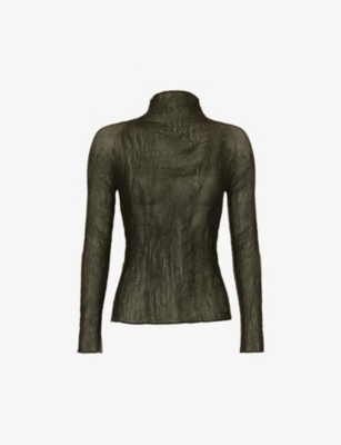 ISSEY MIYAKE: Pleated high-neck chiffon top